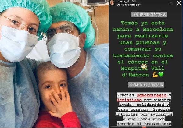 Os pais de Tomás e o agradecimento de Ivana, cunhada de CR7 Foto: reprodução